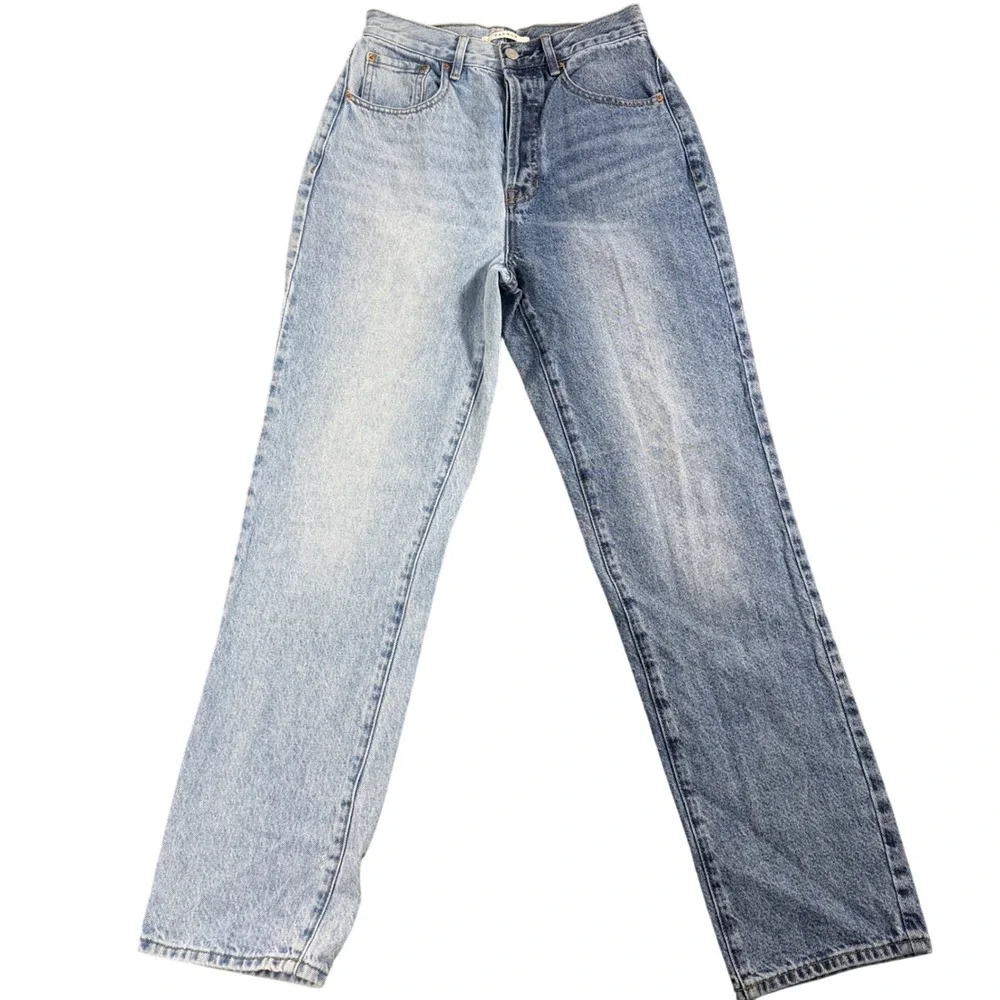 PacSun Two Tone Split Wash Dad Jean High Waisted Blue Denim Size 26